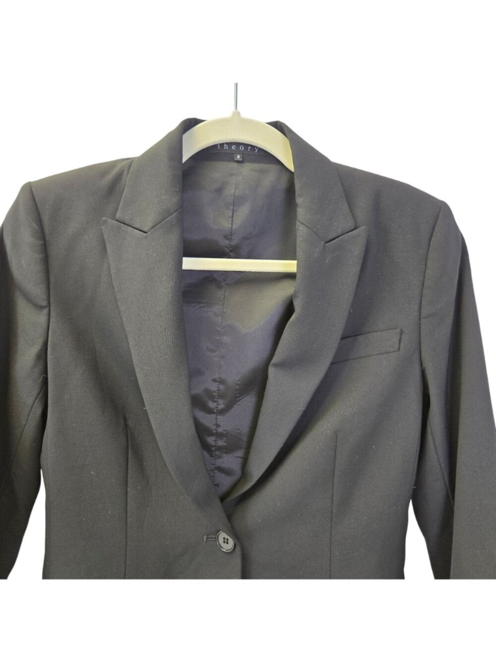 Theory Wool Blend One Button Blazer Jacket Size 6 - Picture 4 of 7